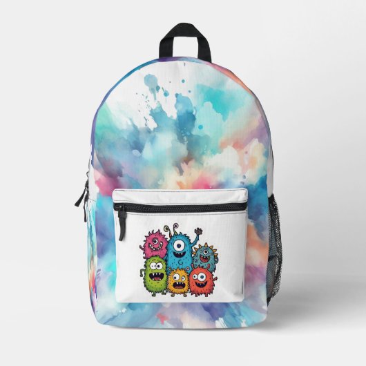 Colour Splash Tie Dye with Monster Bunch Bedruckter Rucksack (Vorderseite)