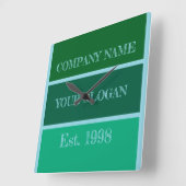 Coloured Block Style Company Name Quadratische Wanduhr (Winkel)