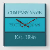 Coloured Block Style Company Name Quadratische Wanduhr (Vorderseite)