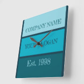 Coloured Block Style Company Name Quadratische Wanduhr (Winkel)