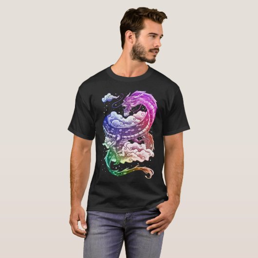 Coloured Japanese tradition dragon T-Shirt (Vorne ganz)
