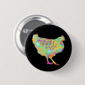Colourful Artsy Chicken Cute Farm Hen Animal Art Button (Vorne & Hinten)