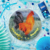 Colourful Bird Rooster Chicken Easter Pappteller (Party)