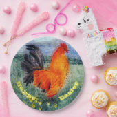 Colourful Bird Rooster Chicken Easter Pappteller (Party)