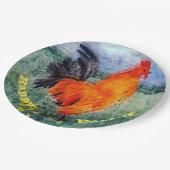 Colourful Bird Rooster Chicken Easter Pappteller (Schrägansicht)