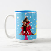 Colourful Bright Neon Fa La Christmas Photo Blue Zweifarbige Tasse (Links)