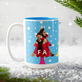 Colourful Bright Neon Fa La Christmas Photo Blue Zweifarbige Tasse