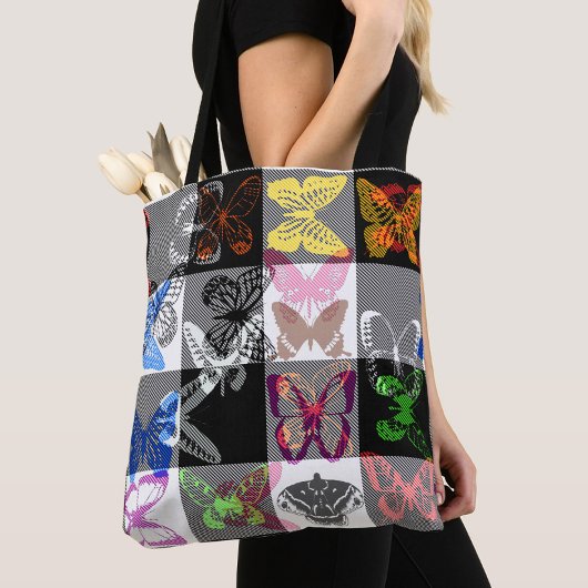 Colourful Butterfly Plaid Tartan Check Design  Tasche