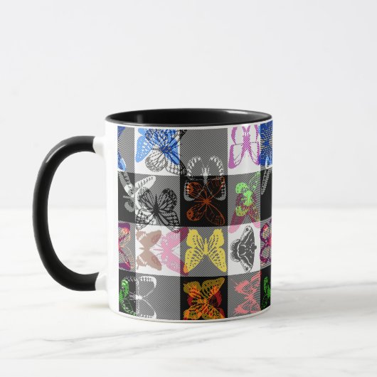 Colourful Butterfly Plaid Tartan Check Design  Tasse (Links)