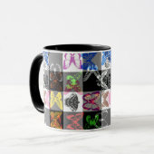 Colourful Butterfly Plaid Tartan Check Design  Tasse (Vorderseite Links)