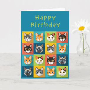 Colourful Cat Birthday Card Karte