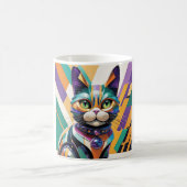 Colourful Cat Face Abstract Art Kaffeetasse (Mittel)