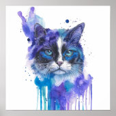 Colourful Cat Watercolour Artwork Poster (Vorne)
