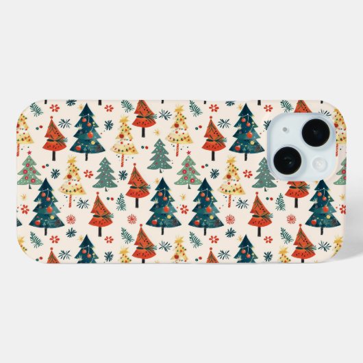 Colourful Christmas Pine Trees Seamless Pattern Case-Mate iPhone Hülle (Rückseite (Horizontal))