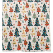 Colourful Christmas Pine Trees Seamless Pattern Duschvorhang (Vorderseite)
