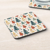 Colourful Christmas Pine Trees Seamless Pattern Getränkeuntersetzer (Linke Seite)