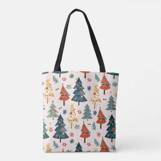 Colourful Christmas Pine Trees Seamless Pattern Tasche (Rückseite)