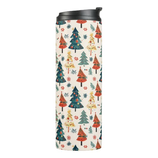 Colourful Christmas Pine Trees Seamless Pattern Thermosbecher (Nach links gedreht)