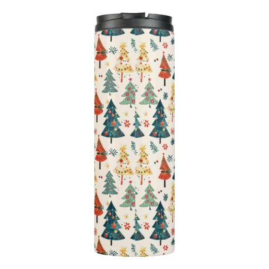 Colourful Christmas Pine Trees Seamless Pattern Thermosbecher (Rückseite)