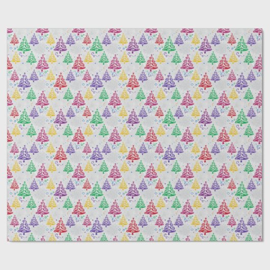 Colourful Christmas Trees Xmas Geschenkpapier (Flach)