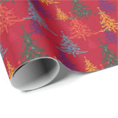 Colourful Christmas Trees Xmas Red Geschenkpapier (Rolleneckpunkt)