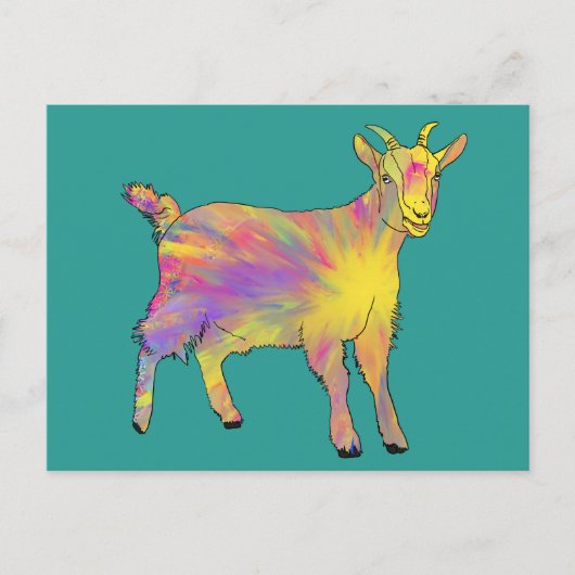 Colourful Cute Artsy Goat Funny Funky Animal Art Postkarte (Vorderseite)