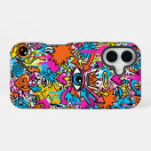Colourful Cyberpunk Doodle Eye iPhone 16 case Hülle (Rückseite (Horizontal))