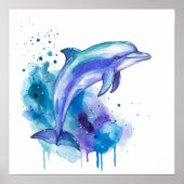 Colourful Dolphin Watercolour Artwork Poster (Vorne)