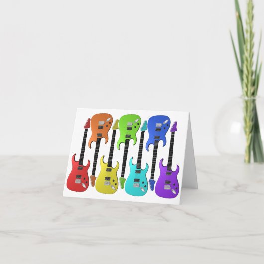 Colourful Electric Guitars Note Cards Karte (Vorderseite)