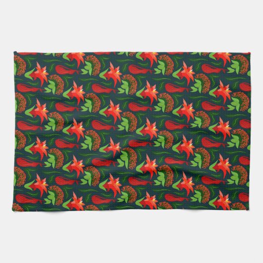 Colourful Exotic Flowers Leaves Pattern-23187 Geschirrtuch (Horizontal)