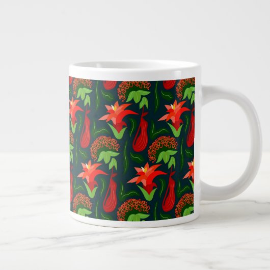 Colourful Exotic Flowers Leaves Pattern-23187 Jumbo-Tasse (Rechts)