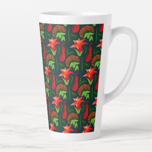 Colourful Exotic Flowers Leaves Pattern-23187 Milchtasse (Rechts)