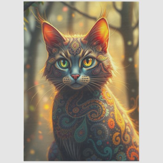 Colourful Fantasy Cat  Seidenpapier (Vorderseite)