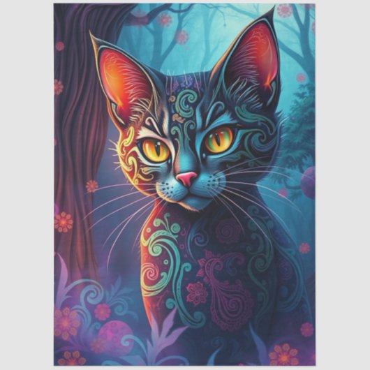 Colourful Fantasy Cat  Seidenpapier (Vorderseite)