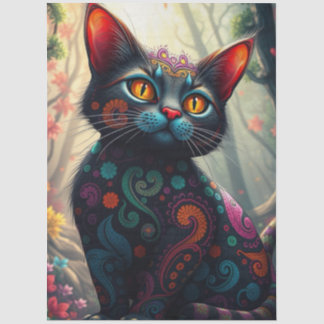 Colourful Fantasy Cat  Seidenpapier