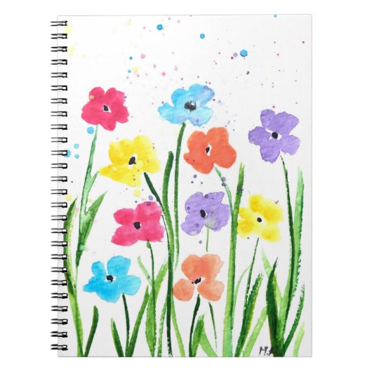 Colourful flowers watercolour Simple Doodles Notizblock (Vorderseite)