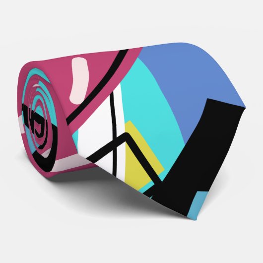 Colourful Geometric Retro 80s Memphis Design Krawatte (Gerollt)
