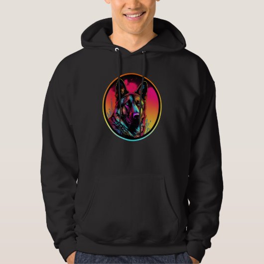 Colourful German Shepherd Dog Dad Mom Graffity Hoodie (Vorderseite)