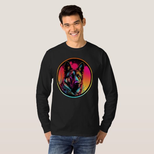 Colourful German Shepherd Dog Dad Mom Graffity T-Shirt (Vorne ganz)
