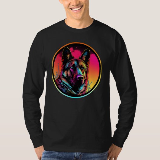 Colourful German Shepherd Dog Dad Mom Graffity T-Shirt (Vorderseite)