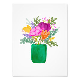 Colourful Hand-Painted Watercolour Floral Bouquet Fotodruck