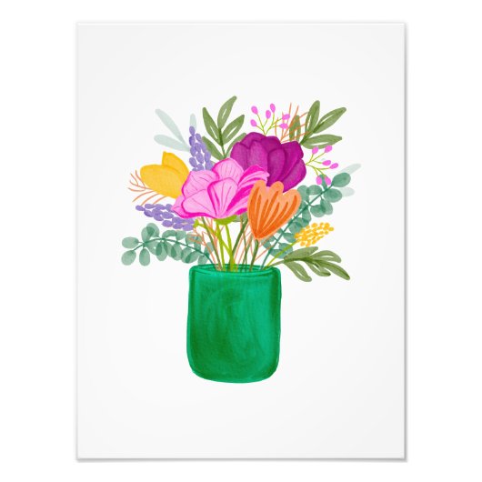 Colourful Hand-Painted Watercolour Floral Bouquet Fotodruck (Vorne)