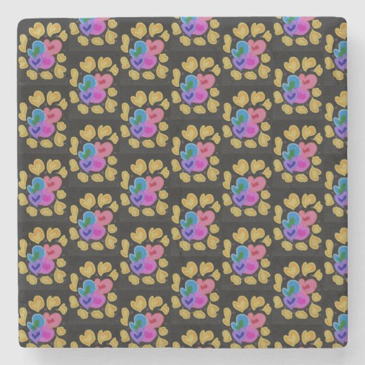Colourful Hearts Design Steinuntersetzer (Vorderseite)
