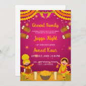 Colourful Jaggo night Invitation Card Einladung (Vorne/Hinten)