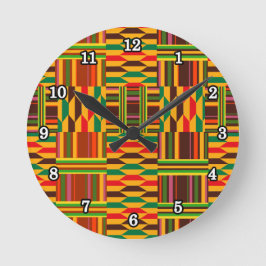 Colourful Kente Runde Wanduhr