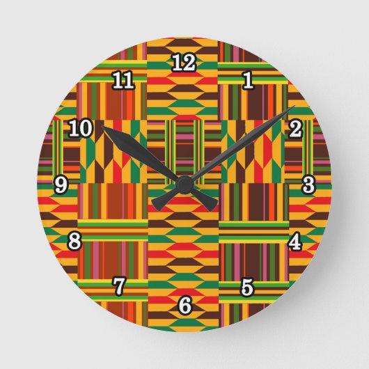 Colourful Kente Runde Wanduhr (Vorderseite)