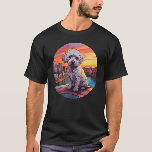 Colourful Maltese Dog Dad Mom Graffity T-Shirt (Vorderseite)