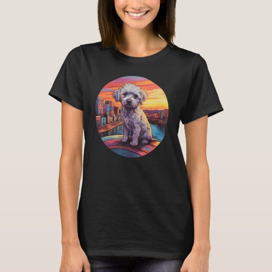 Colourful Maltese Dog Dad Mom Graffity T-Shirt (Vorderseite)