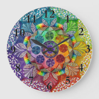 Colourful Mandala Wall Clock Große Wanduhr