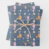 Colourful meadow on blue geschenkpapier set (Beispiel)